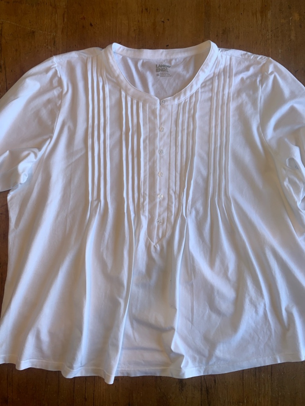 Lands' End White Pintuck Button-Front Tunic